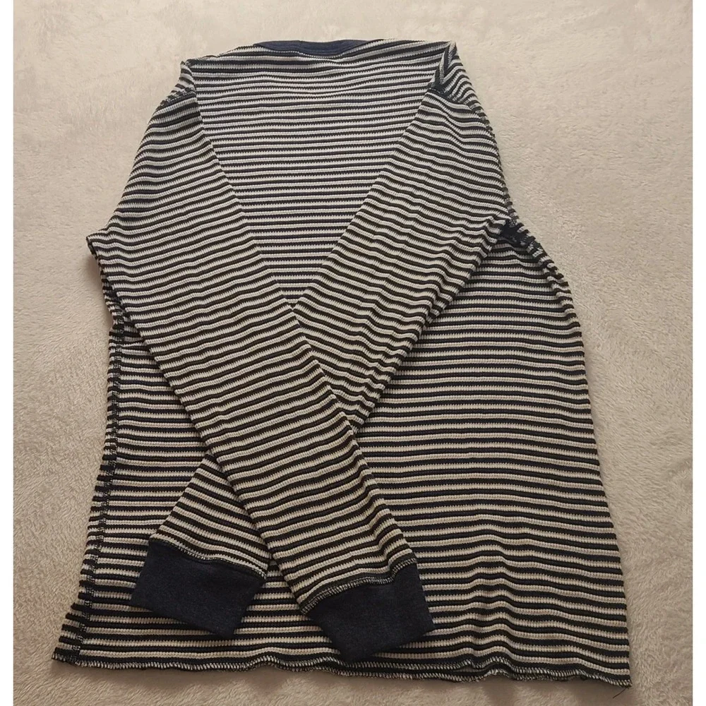 Polo Ralph Lauren Men's Large Blue White Striped Waffle Knit‎ Thermal Shirt L/S